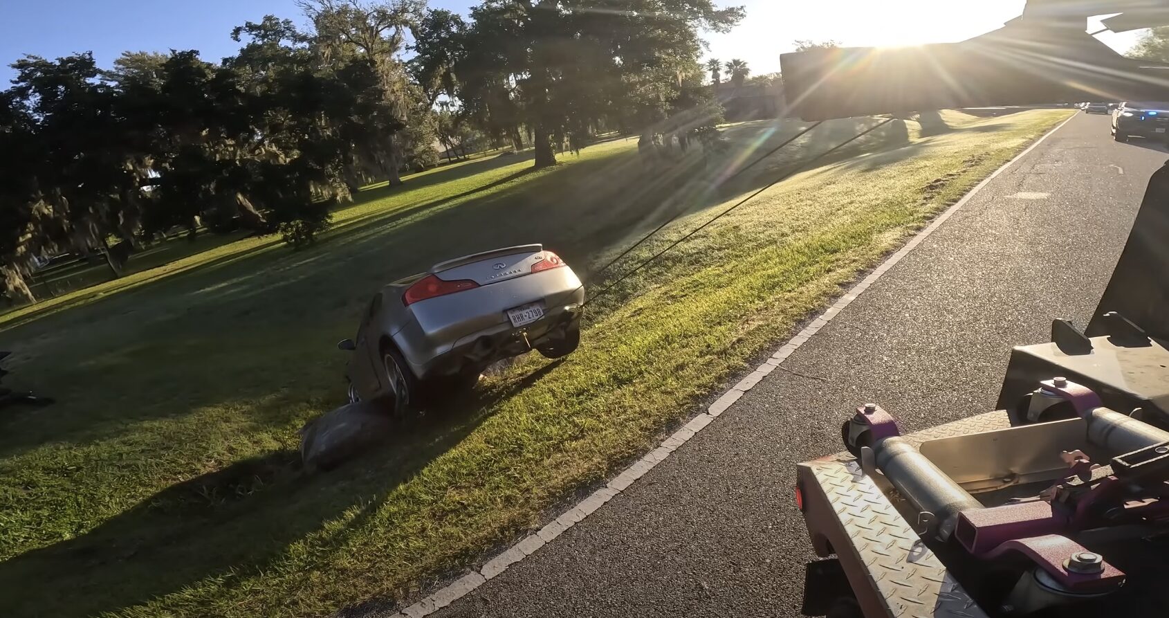 Professional towing service safely recovering vehicle from roadside
